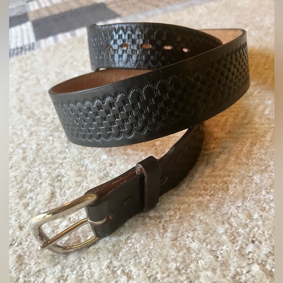 Justin Men's Western Style Black Leather Basket Weave Belt, Size L, 38-40 - Picture 1 of 7